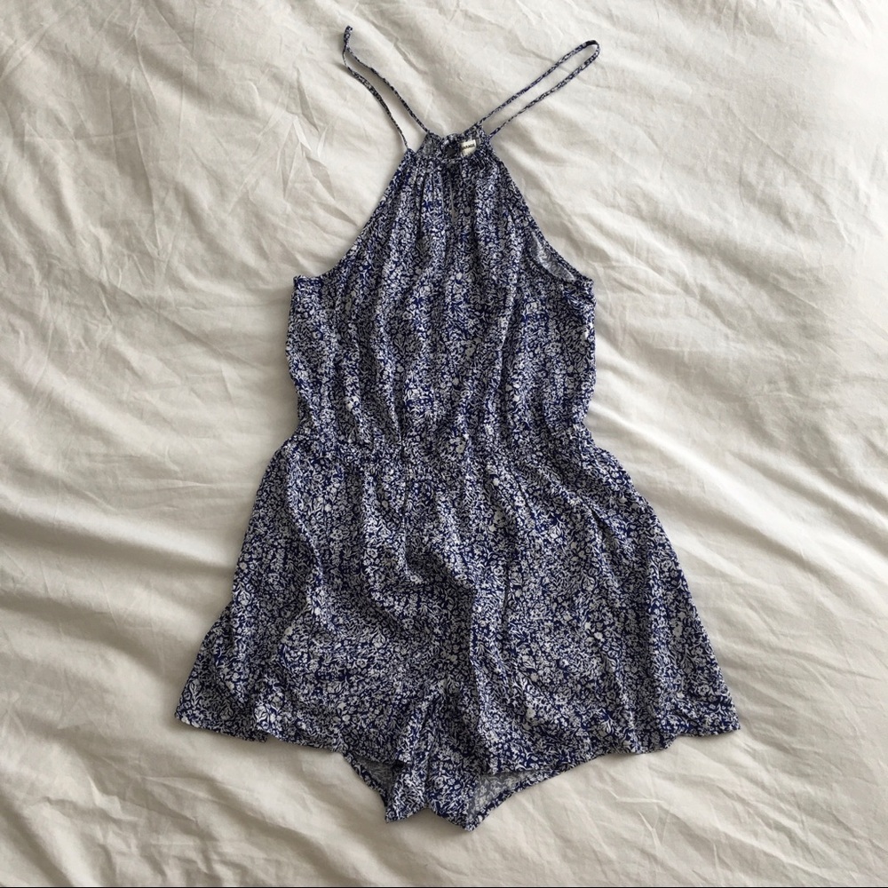 High Neck Floral Romper